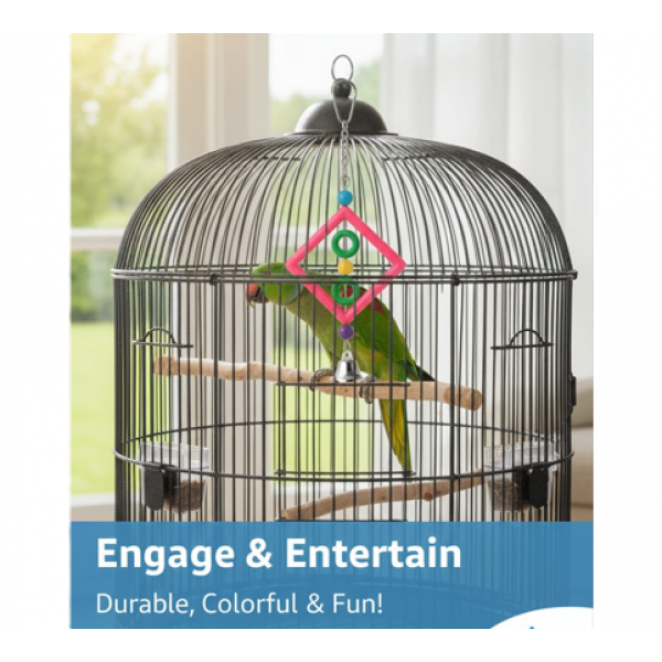 Pets Club Plastic Bird Toy With Bell – H 30 cm × W 10 cm