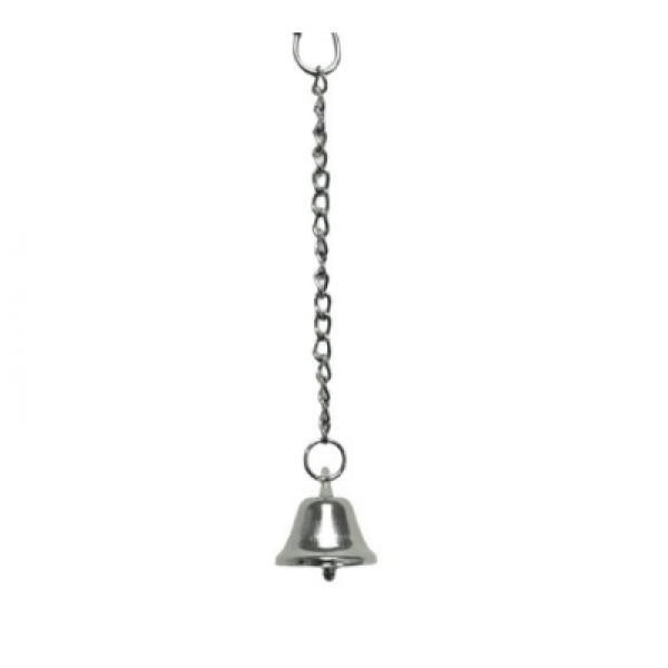 Pets Club Plain Bell for Birds – Stainless Steel Hanging Bird Toy | H 25 cm × W 3 cm