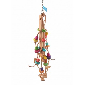 Pets Club Natural Wooden Bird Toy H-46 cm x W-3 cm – Hanging Leather & Colorful Wooden Bead Toy for Cockatiels, Parakeets, and Small Birds | Cage Swing & Chew Toy for Mental Stimulation Pets Club Natural Wooden Bird Toy H-46 cm x W-3 cm – Hanging Leather & Colorful Wooden Bead Toy for Cockatiels, Parakeets, and Small Birds | Cage Swing & Chew Toy for Mental Stimulation