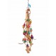 Pets Club Natural Wooden Bird Toy H-46 cm x W-3 cm – Hanging Leather & Colorful Wooden Bead Toy for Cockatiels, Parakeets, and Small Birds | Cage Swing & Chew Toy for Mental Stimulation