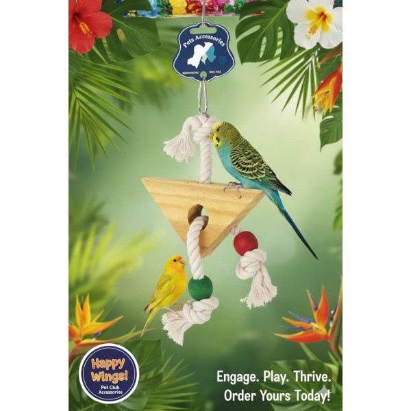 Pets Club Natural Rope Bird Toy – Hanging Chew & Play Toy for Small & Medium Birds (15 × 15 cm)