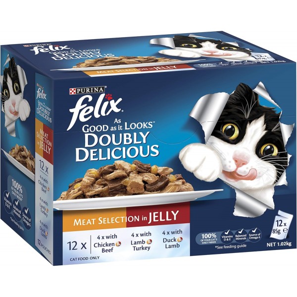 FELIX AGAIL DOUBLY DELICIOUS MEAT SELECT 12X85G For Cat