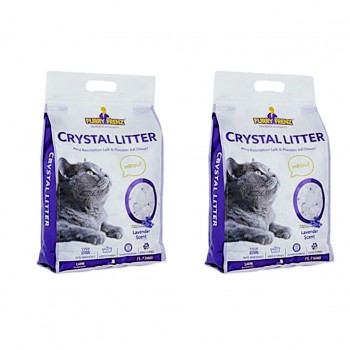FURRY FRENZ Crystal Cat Litter 7L (3kg) x 2 Pack – Total 14L (6kg) | Silica Gel Cat Litter for Kittens & Adult Cats | Lavender Scent | High Absorbency & Odour Control