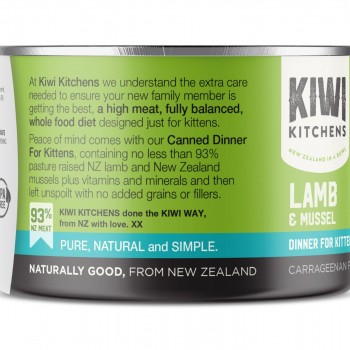 Kiwi Kitchens Lamb & Mussel Dinner Canned Wet Kitten Food - 170g