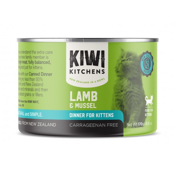Kiwi Kitchens Lamb & Mussel Dinner Canned Wet Kitten Food - 170g Kiwi Kitchens Lamb & Mussel Dinner Canned Wet Kitten Food - 170g