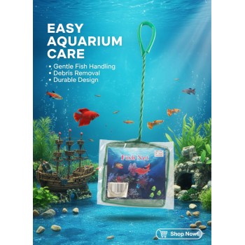 Pets Club AquaClean Aquarium Fish Net 5 Inch – Small Soft Fine Mesh Net for Safe Fish Catching, Transfer & Aquarium Cleaning (Freshwater & Saltwater)