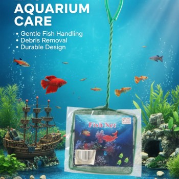 Pets Club AquaClean Aquarium Fish Net 5 Inch – Small Soft Fine Mesh Net for Safe Fish Catching, Transfer & Aquarium Cleaning (Freshwater & Saltwater)