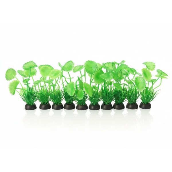 Aquarium Plastic Plant P304 W2.5×H10 cm – Artificial Green Aquarium Plants with Ceramic Base, Fish-Safe Decoration for Freshwater & Saltwater Tanks (10 Pcs/Pack)