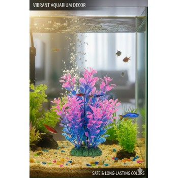 Aquarium Plastic Plant M403 – W7 × H13 cm Colorful Artificial Aquarium Decoration | Fish-Safe PVC, Weighted Base, Low-Maintenance Ornament for Freshwater & Saltwater Tanks