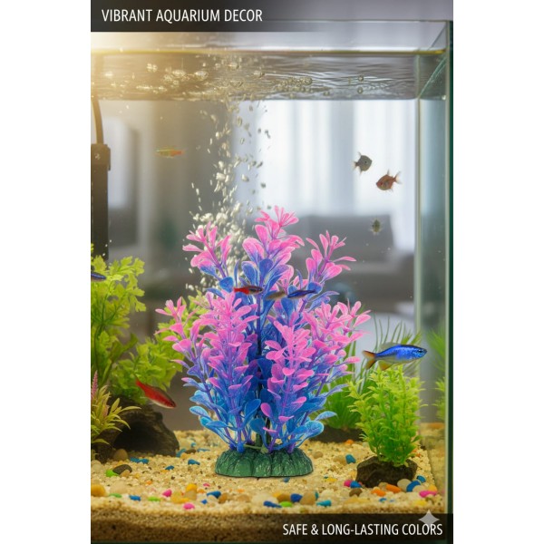 Aquarium Plastic Plant M403 – W7 × H13 cm Colorful Artificial Aquarium Decoration | Fish-Safe PVC, Weighted Base, Low-Maintenance Ornament for Freshwater & Saltwater Tanks