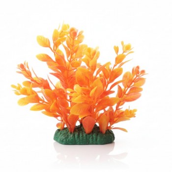 Aquarium Plastic Plant M406 (W7×H13 cm) Bright Orange Ludvigia Style | Artificial Aquarium Plant Decoration with Weighted Base | Non-Toxic PVC Fish-Safe Decor for Freshwater & Saltwater Tanks