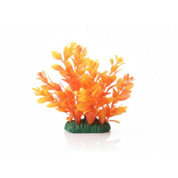 Aquarium Plastic Plant M406 (W7×H13 cm) Bright Orange Ludvigia Style | Artificial Aquarium Plant Decoration with Weighted Base | Non-Toxic PVC Fish-Safe Decor for Freshwater & Saltwater Tanks