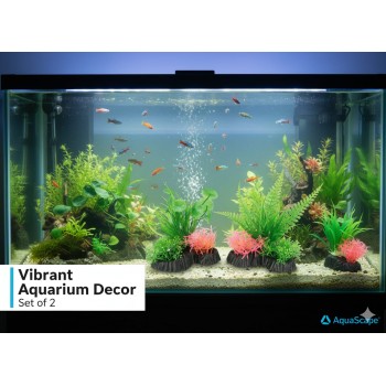 Aquarium Plastic Plant M511 – 13×13 Cm, 2 Pcs/Pack | Lifelike Artificial Fish Tank Decoration, Fish-Safe Soft Plastic with Weighted Ceramic Base, Low-Maintenance, Suitable for Freshwater & Saltwater Aquariums