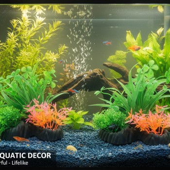 Aquarium Plastic Plant Set – M513 W13×H13 cm, 2 Pcs Pack | Artificial Fish Tank Plants, Fish-Safe, Non-Toxic, Weighted Base, Freshwater & Saltwater Aquarium Decoration, Stress-Relief Hiding Spots