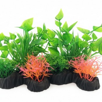 Aquarium Plastic Plant M514 (W13 × H13 cm) – 2 Pcs/Pack | Non-Toxic Artificial Aquarium Plants with Resin Base | Fish-Safe Decorations for Freshwater & Saltwater Tanks | Realistic, Soft Leaves, pH Neutral, Maintenance-Free Aquarium Decor