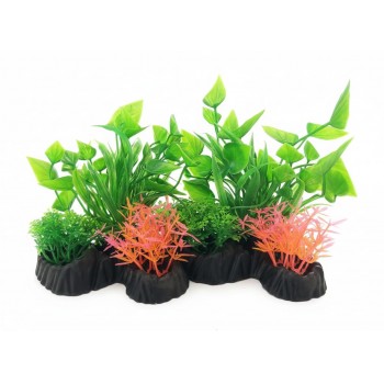 Aquarium Plastic Plant M514 (W13 × H13 cm) – 2 Pcs/Pack | Non-Toxic Artificial Aquarium Plants with Resin Base | Fish-Safe Decorations for Freshwater & Saltwater Tanks | Realistic, Soft Leaves, pH Neutral, Maintenance-Free Aquarium Decor