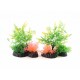 Aquarium Plastic Plant M516 – 2 Pcs Pack | Artificial Fish Tank Decoration, Non-Toxic Durable Plastic, Ceramic Base, Freshwater & Saltwater Safe, Low-Maintenance Hiding Spots for Fish, Vibrant Green & Pink Aquarium Landscaping
