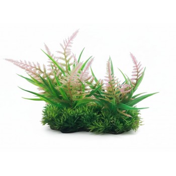 Artificial Aquarium Fern Ornament – M670-W15 X H17 Cm, Lifelike Green & Red Plastic Plant with Weighted Ceramic Base, Fish-Safe Decoration for Freshwater & Saltwater Tanks