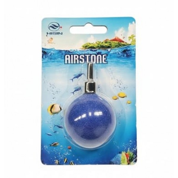 Aquarium Air Stone Round 40mm Hisin Blue Ball Airstone | Fine Bubble Oxygen Diffuser for Fish Tank, Freshwater & Saltwater Aquarium, Hydroponic Air Stone with 4mm Airline Connection