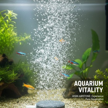 Hisin Round Aquarium Air Stone 40×15 mm – Nano Disc Air Bubble Stone Aerator for Fish Tanks, Aquariums & Hydroponics