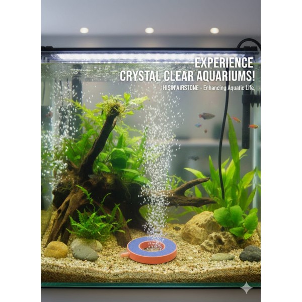HISIN Aquarium Air Stone Circle Shaped 63×33 mm – Fine Bubble Airstone for Fish Tanks & Hydroponics, High Oxygen Diffuser with PVC Casing