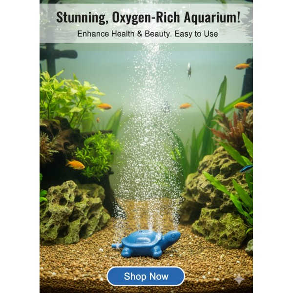 Aquarium Air Stone Turtle Shaped Blue, Size 60×77 mm – Decorative Mineral Bubble Stone Bubbler for Fish Tanks, Fine Bubble Aeration, Oxygen Diffuser for Freshwater & Saltwater Aquariums