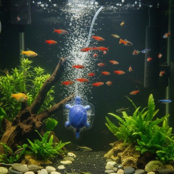Aquarium Air Stone Turtle Shaped Small 42x54mm – Decorative Hisin Turtle Bubbler for Fish Tank Aeration, Water Circulation & Oxygenation