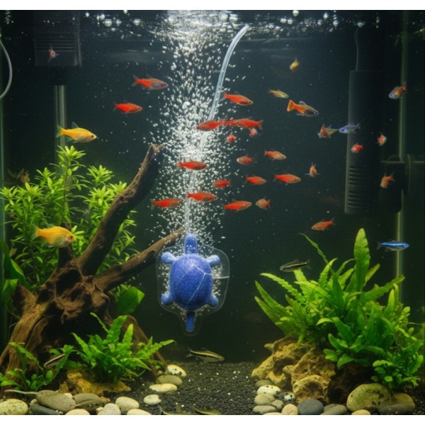 Aquarium Air Stone Turtle Shaped Small 42x54mm – Decorative Hisin Turtle Bubbler for Fish Tank Aeration, Water Circulation & Oxygenation