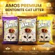 AMOS Premium Bentonite Cat Litter Combo Pack 75L (3 x 25L, 60kg) – Coffee, Lavender & Lemon Scents – Strong Clumping, Odor Control, Dust Free Natural Bentonite Cat Sand – Easy Scoop, Long Lasting Bulk Pack for All Cats