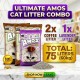 AMOS Premium Bentonite Cat Litter Combo Pack 75L (3 x 25L, 60kg) – 2 Coffee + 1 Lavender Scented – Strong Clumping, Odor Control, Dust Free Natural Cat Sand – Easy Scoop, Long Lasting Bulk Pack for All Cats