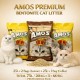 AMOS Premium Bentonite Cat Litter Combo Pack 75L (3 x 25L, 60kg) – 2 Lemon + 1 Coffee Scented – Strong Clumping, Odor Control, Dust Free Natural Cat Sand – Easy Scoop, Long Lasting Bulk Pack for All Cats