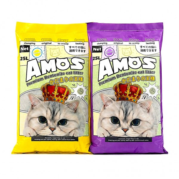 AMOS Premium Bentonite Cat Litter Combo Pack 50L (2 x 25L, 40kg) – 1 Lemon + 1 Lavender Scented – Strong Clumping, Odor Control, Dust Free Natural Cat Sand – Easy Scoop, Long Lasting Bulk Pack for All Cats AMOS Premium Bentonite Cat Litter Combo Pack 50L (2 x 25L, 40kg) – 1 Lemon + 1 Lavender Scented – Strong Clumping, Odor Control, Dust Free Natural Cat Sand – Easy Scoop, Long Lasting Bulk Pack for All Cats
