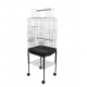 Large Chrome Open-Top Bird Cage with Rolling Stand, 145cm Height, Metal Cage with Perches, Feeders & Pull-Out Tray – For Cockatiel, Budgerigar, Parakeet & Small to Medium Birds | Model 1033