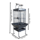 High Quality Tropical Black Metal Playtop Bird Cage with Rolling Stand, Open Play Area, Stainless Steel Cups & Secure Lock – Model 2100-1, 46x46x153 CM