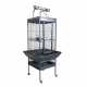 High Quality Tropical Black Metal Playtop Bird Cage with Rolling Stand, Open Play Area, Stainless Steel Cups & Secure Lock – Model 2100-1, 46x46x153 CM