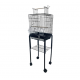 Open Play Top Rolling Bird Cage with Stand for Canaries, Finches & Budgies, 35×35×112 cm Black Metal Cage with Detachable Design, Storage Shelf & Wheels – Model 3015F-B
