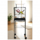 Open Play Top Rolling Bird Cage with Stand for Canaries, Finches & Budgies, 35×35×112 cm Black Metal Cage with Detachable Design, Storage Shelf & Wheels – Model 3015F-B