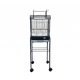 Open Play Top Rolling Bird Cage with Stand for Canaries, Finches & Budgies, 35×35×112 cm Black Metal Cage with Detachable Design, Storage Shelf & Wheels – Model 3015F-B