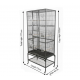 Extra Large Black Wrought Iron Bird Cage with Rolling Stand, 177 cm Tall Multi-Level Flight Cage, Storage Shelf, Pull-Out Trays & Multi-Access Doors for Small to Medium Birds – 5005A