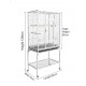 Large White Metal Bird Cage with Stand & Storage Shelf (62 × 42 × 138 cm), Rolling Casters, Play Top, Easy-Clean Tray for Small to Medium Birds – 5006A