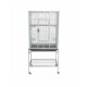 Large White Metal Bird Cage with Stand & Storage Shelf (62 × 42 × 138 cm), Rolling Casters, Play Top, Easy-Clean Tray for Small to Medium Birds – 5006A