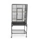 Large Black Metal Bird Cage with Stand & Storage Shelf (62×42 X138 cm), Rolling Casters, Play Top, Easy-Clean Tray for Small to Medium Birds – 5006A