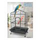 XL Open-Top Parrot Cage - Black (104 × 70 × 185 cm) Heavy-Duty Wrought Iron Aviary with Play Top, Seed Skirts, Stainless Steel Bowls & Wheels – Suitable for Large Parrots - B022