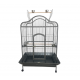 XL Open-Top Parrot Cage - Black (104 × 70 × 185 cm) Heavy-Duty Wrought Iron Aviary with Play Top, Seed Skirts, Stainless Steel Bowls & Wheels – Suitable for Large Parrots - B022