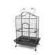 XL Open-Top Parrot Cage - Black (104 × 70 × 185 cm) Heavy-Duty Wrought Iron Aviary with Play Top, Seed Skirts, Stainless Steel Bowls & Wheels – Suitable for Large Parrots - B022