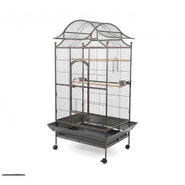 Tropical Large Bird Cage for Parrots, Heavy-Duty Metal Aviary with Rolling Stand, Play Top & Slide-Out Tray, 81×59×179 cm, Black – Model B057