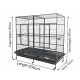 Extra-Large Double-Width Bird Cage – 200x100x197 cm Wrought Iron Aviary with Stand & Casters, Removable Divider, Perches & Feeding Cups for Small to Medium Birds - B069