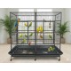 Extra-Large Double-Width Bird Cage – 200x100x197 cm Wrought Iron Aviary with Stand & Casters, Removable Divider, Perches & Feeding Cups for Small to Medium Birds - B069