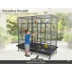 Extra-Large Double-Width Bird Cage – 200x100x197 cm Wrought Iron Aviary with Stand & Casters, Removable Divider, Perches & Feeding Cups for Small to Medium Birds - B069