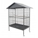 Extra Large Metal Bird Cage with Pitched Roof on Wheels, Non-Toxic Powder-Coated Wrought Iron, Sliding Doors, Pull-Out Sand Tray, Perches & Feeders, 120×80×177 cm, Model B070